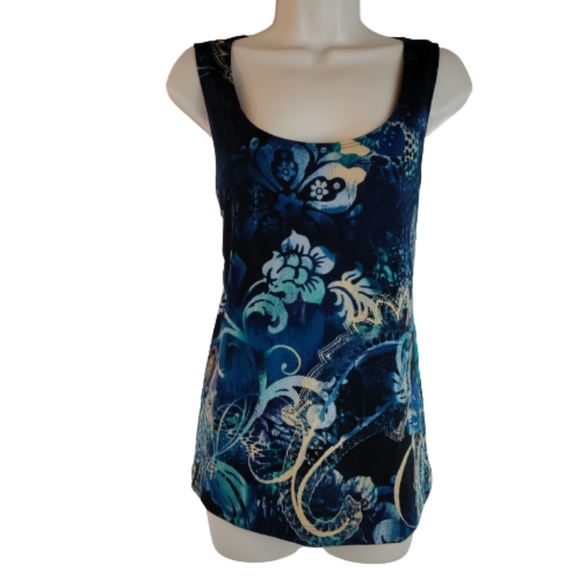 Easywear by chico Womens multicolor blue tank top size 2 chico size L sleeveless - Picture 5 of 16